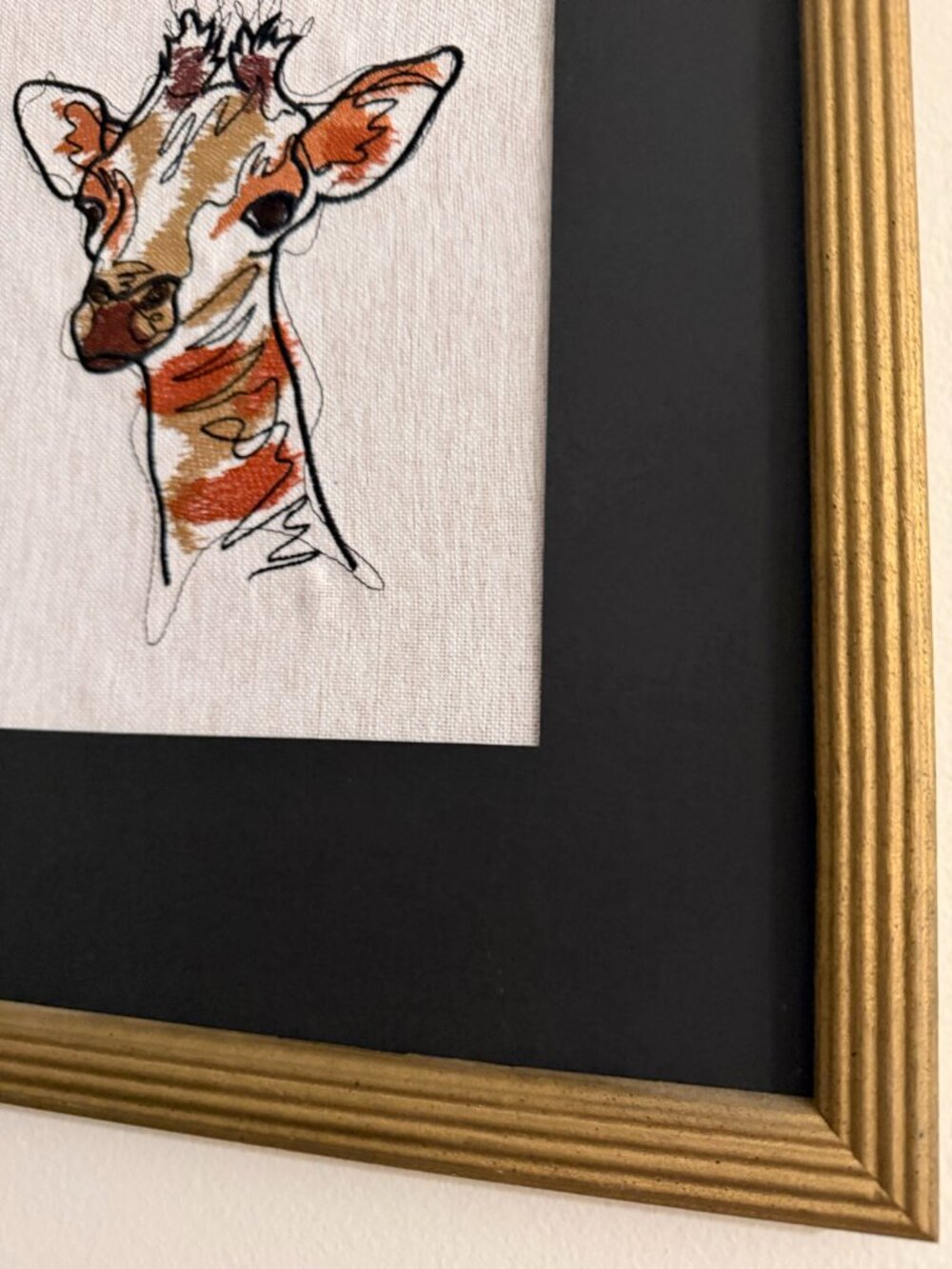 Homemade Giraffe Embroidered Framed Art 11X14 - Picture 4 of 7